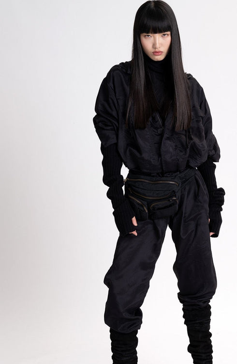 Silk Hooded Flight Suit black